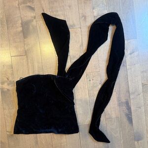 Zara Black Velvet Women's Tie Top